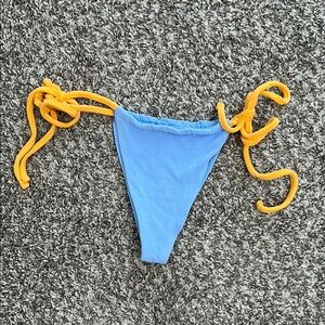 Frankies Bikinis Blue and Yellow Bikini Bottom Size Large